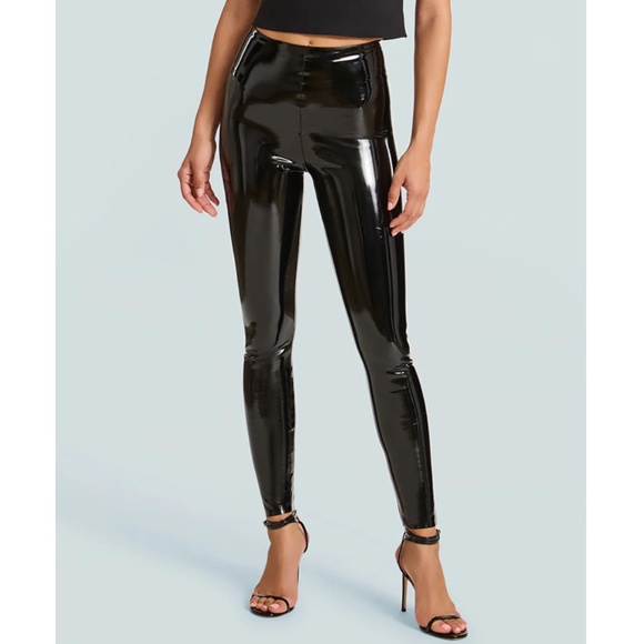 Commando Pants - Commando Black Leather Patent Stretch Legging Shiny Highwaist Snatched Small